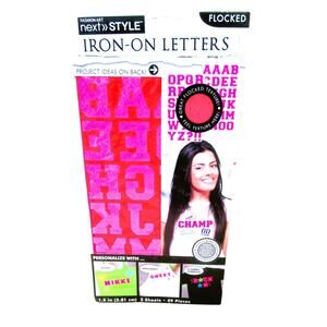 Horizon Iron-on Letters, Pink, Flocked, 1.5 Inches, 49 Pack, Fashion Art